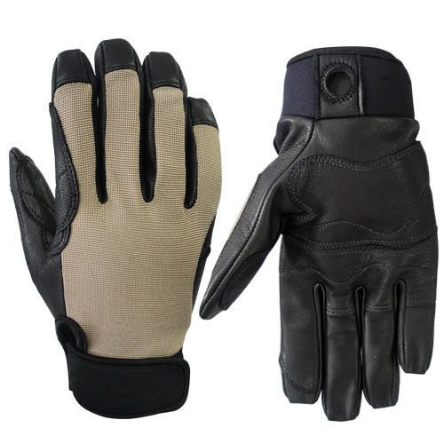 Tight Fitting Tactical Fast Rope Gloves Goatskin Palm Spandex Back
